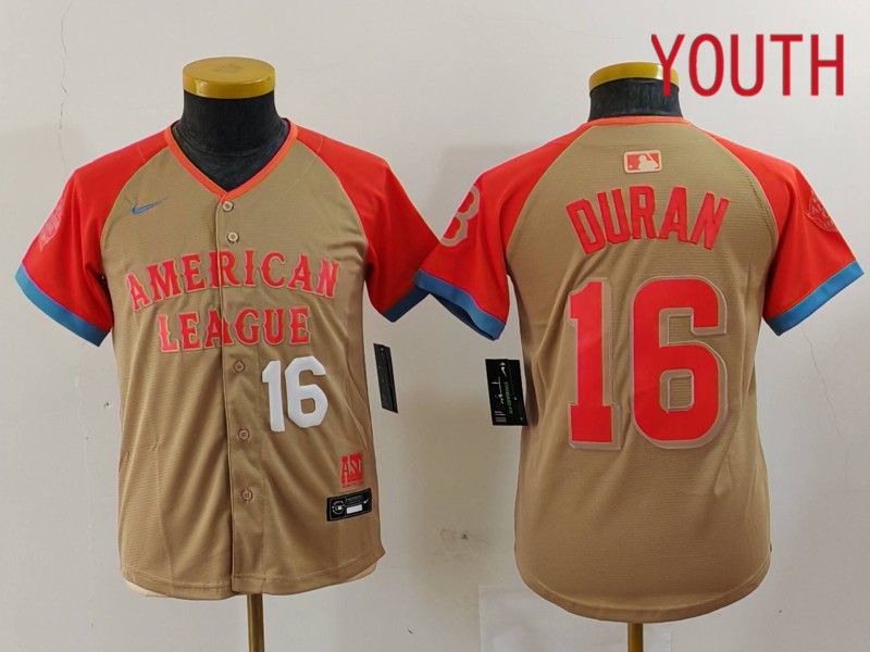 Youth Boston Red Sox #16 Duran Orange All star 2024 Nike MLB Jersey style 5->youth mlb jersey->Youth Jersey